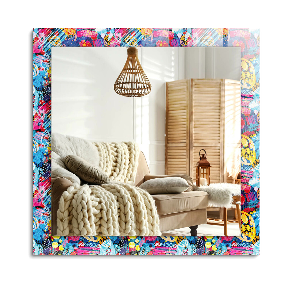 Oglinda dreptunghiulară imprimata Model abstract colorat