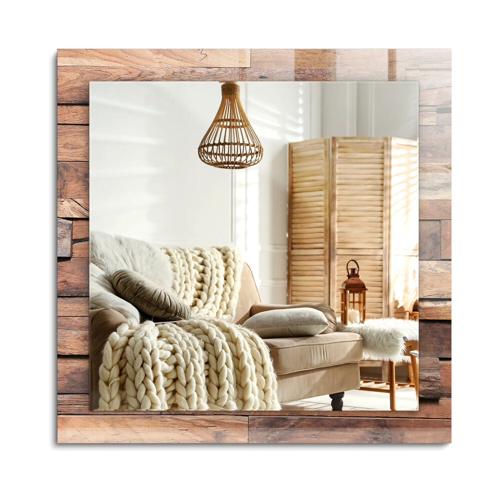 Oglinda dreptunghiulară imprimata Perete cu panouri din lemn