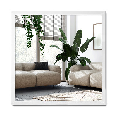 Oglinda patrata la sală cu ramă albă