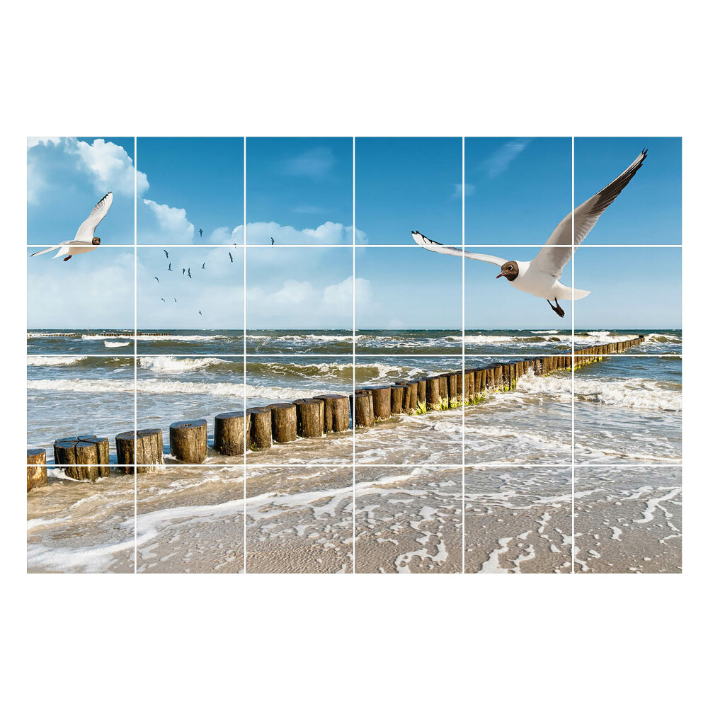 Autocolante gresie Peisaj maritim cu păsări