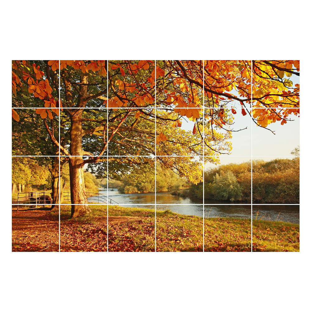 Autocolante gresie si faianta Peisaj de toamnă lângă râu