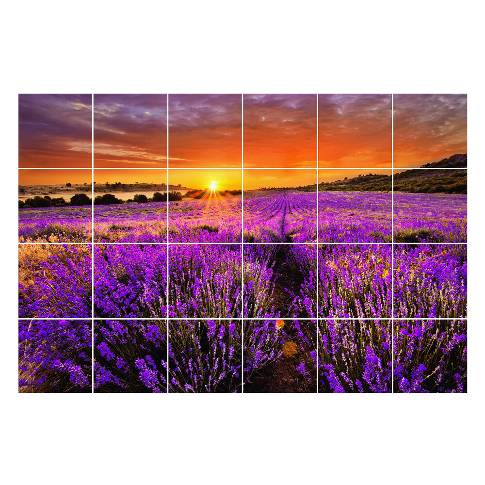 Autocolante gresie si faianta Peisaj floral la apus