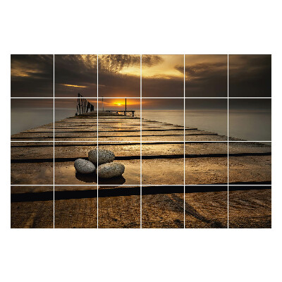 Autocolante gresie Pier deasupra apei la apus