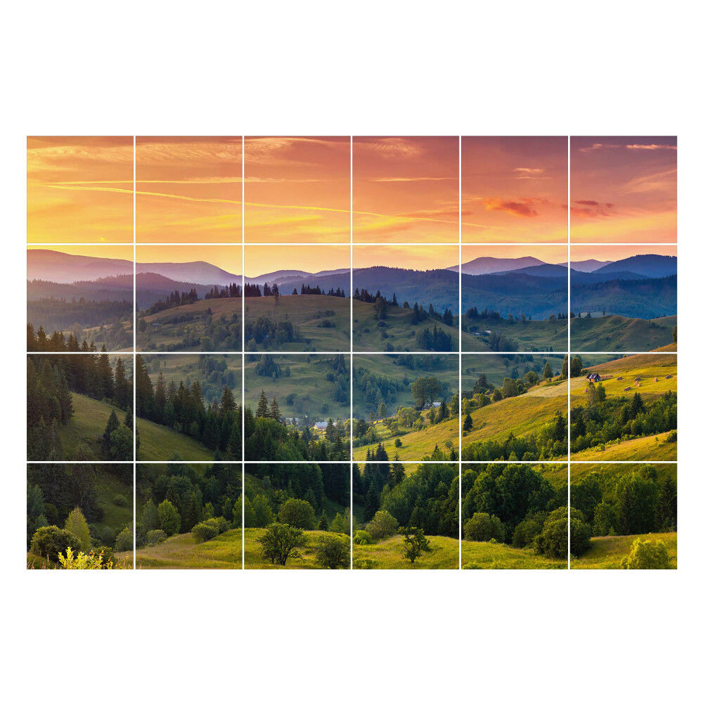 Autocolante pentru gresie Peisaj pitoresc de munte