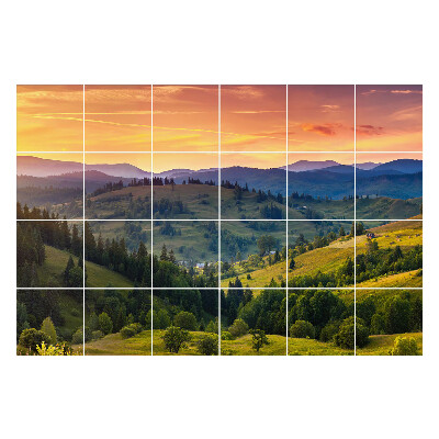 Autocolante pentru gresie Peisaj pitoresc de munte