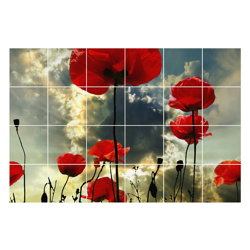 Autocolante pentru gresie Flori pe cer