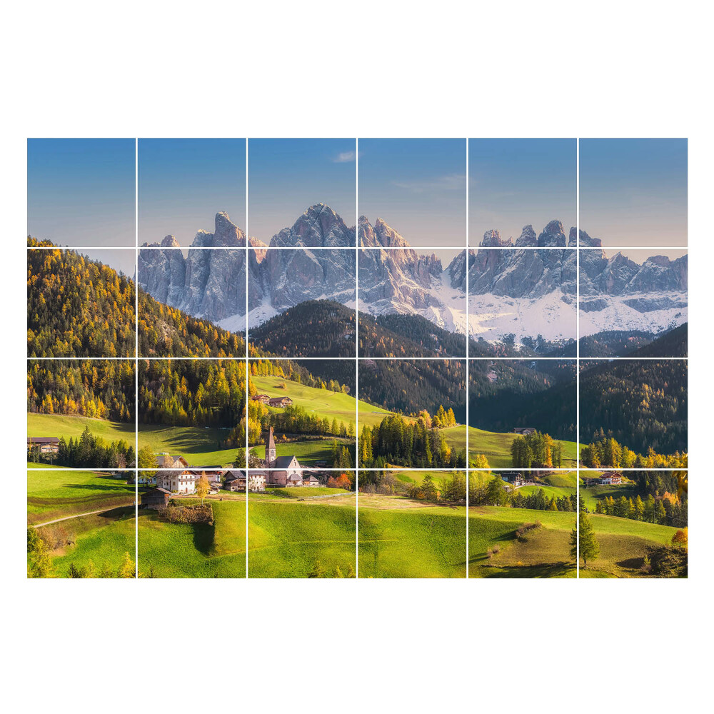 Autocolante pentru gresie Peisaj pitoresc de munte