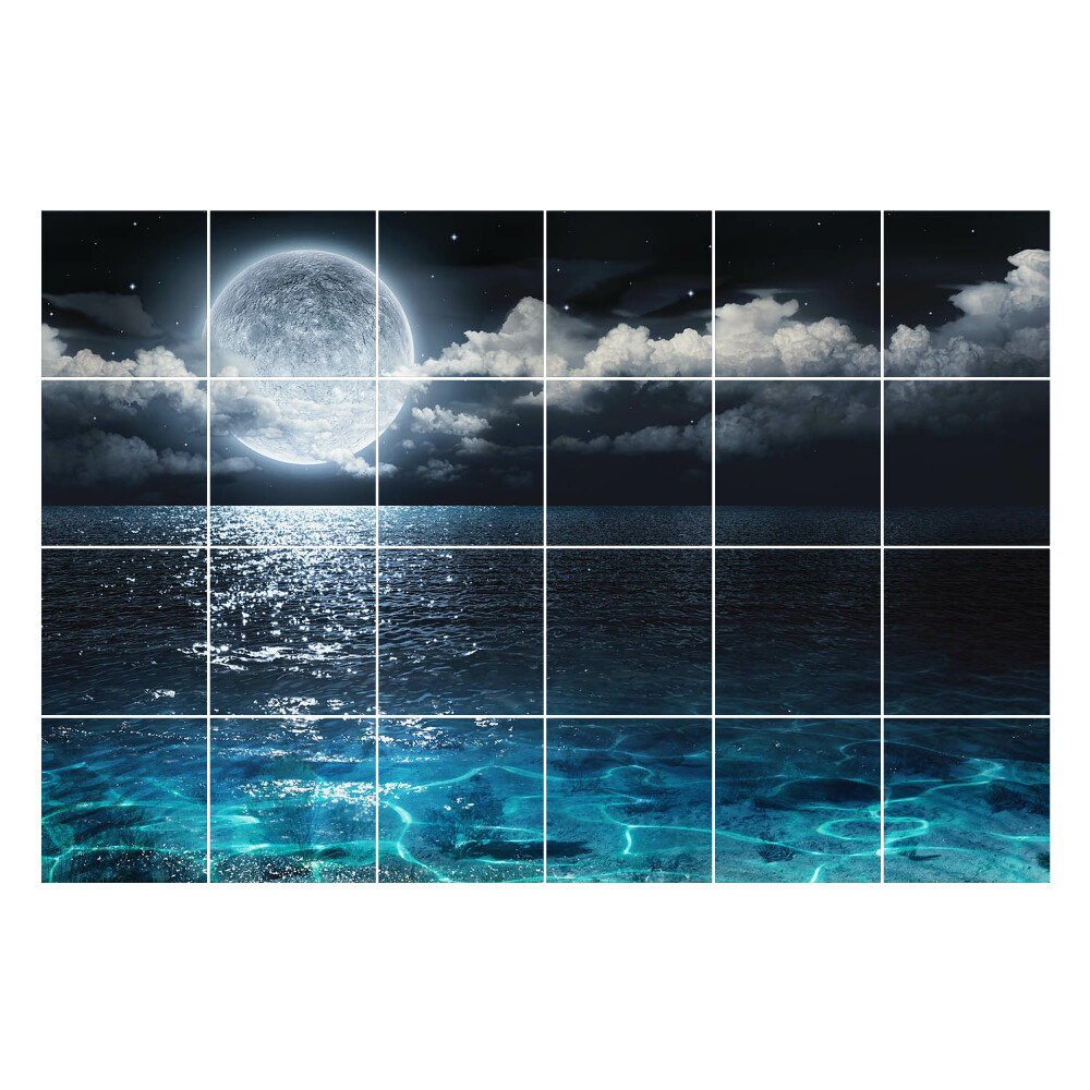 Autocolante gresie si faianta Luna peste marea calmă