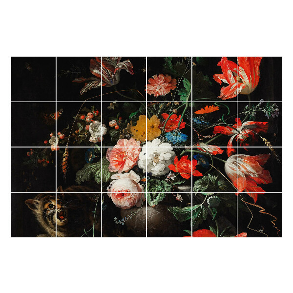 Autocolante gresie Buchet floral cu un animal sălbatic