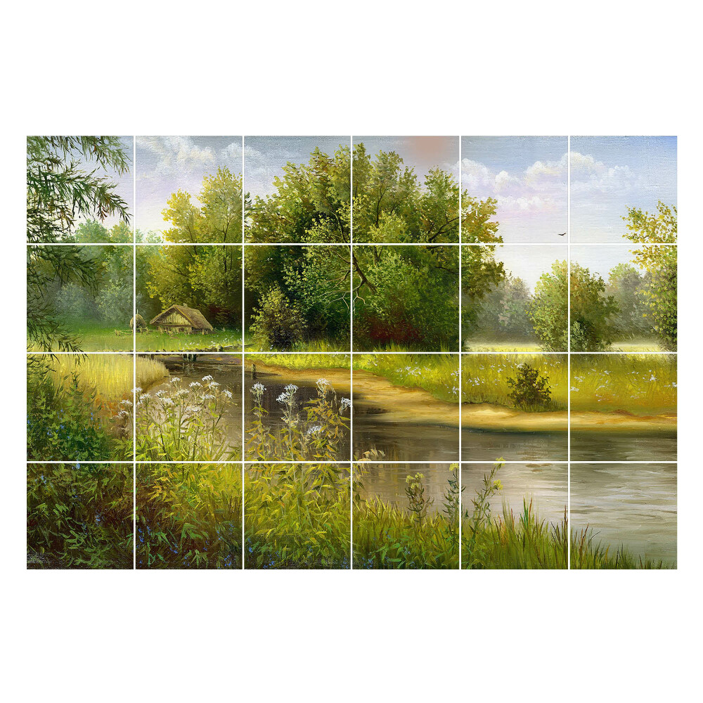 Autocolante gresie Un peisaj idilic cu un râu