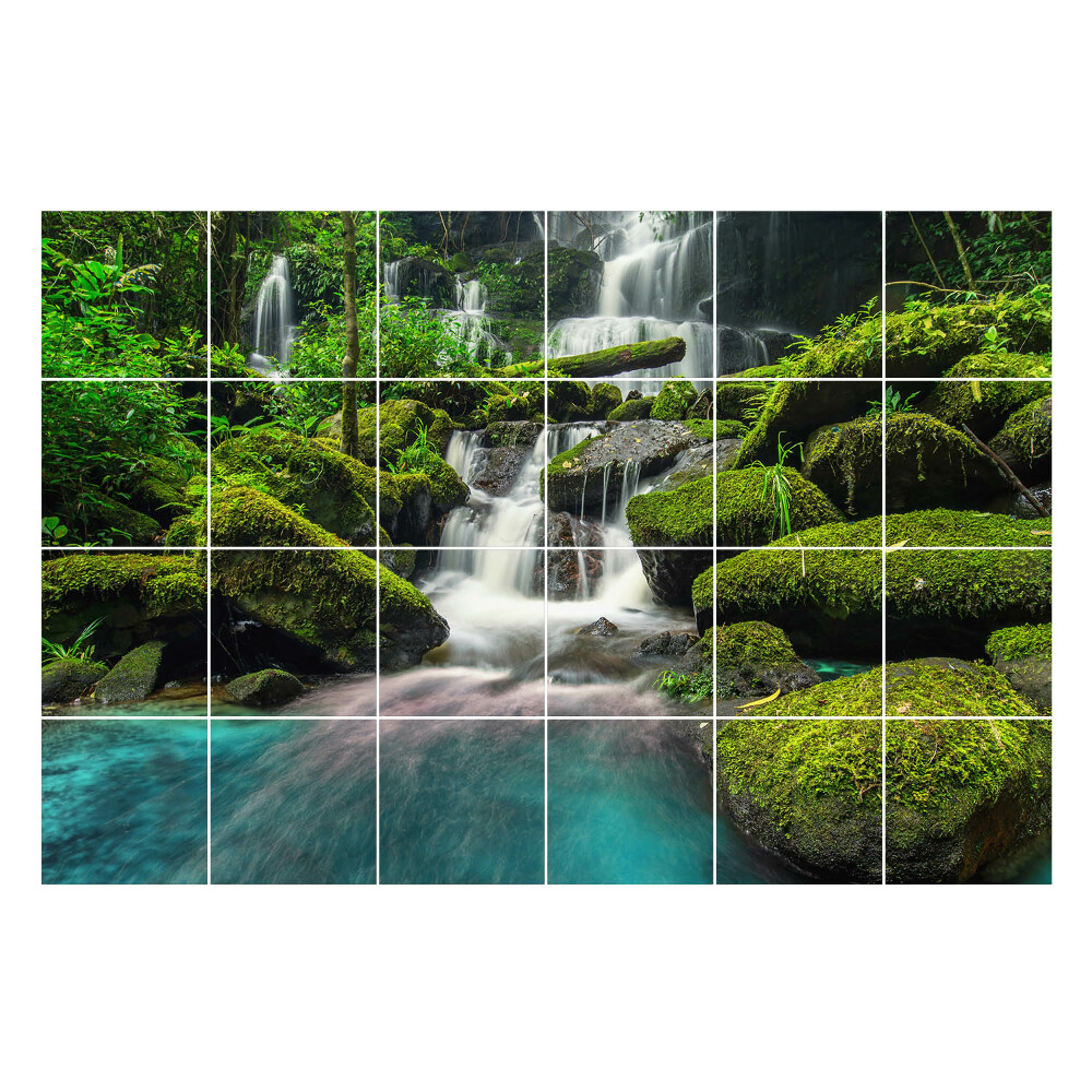 Autocolante gresie si faianta Cascada în pădurea verde