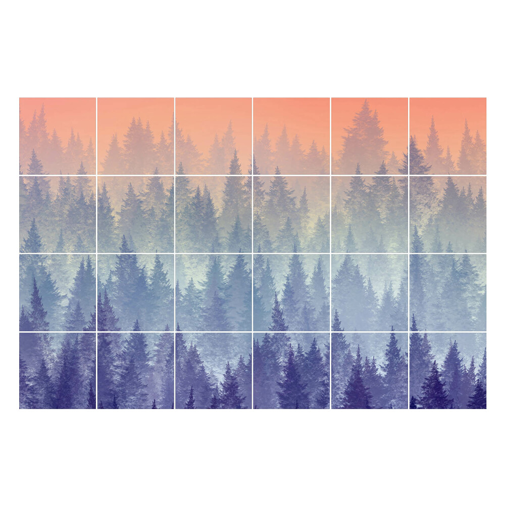 Autocolante gresie Panoramă de pădure ceață