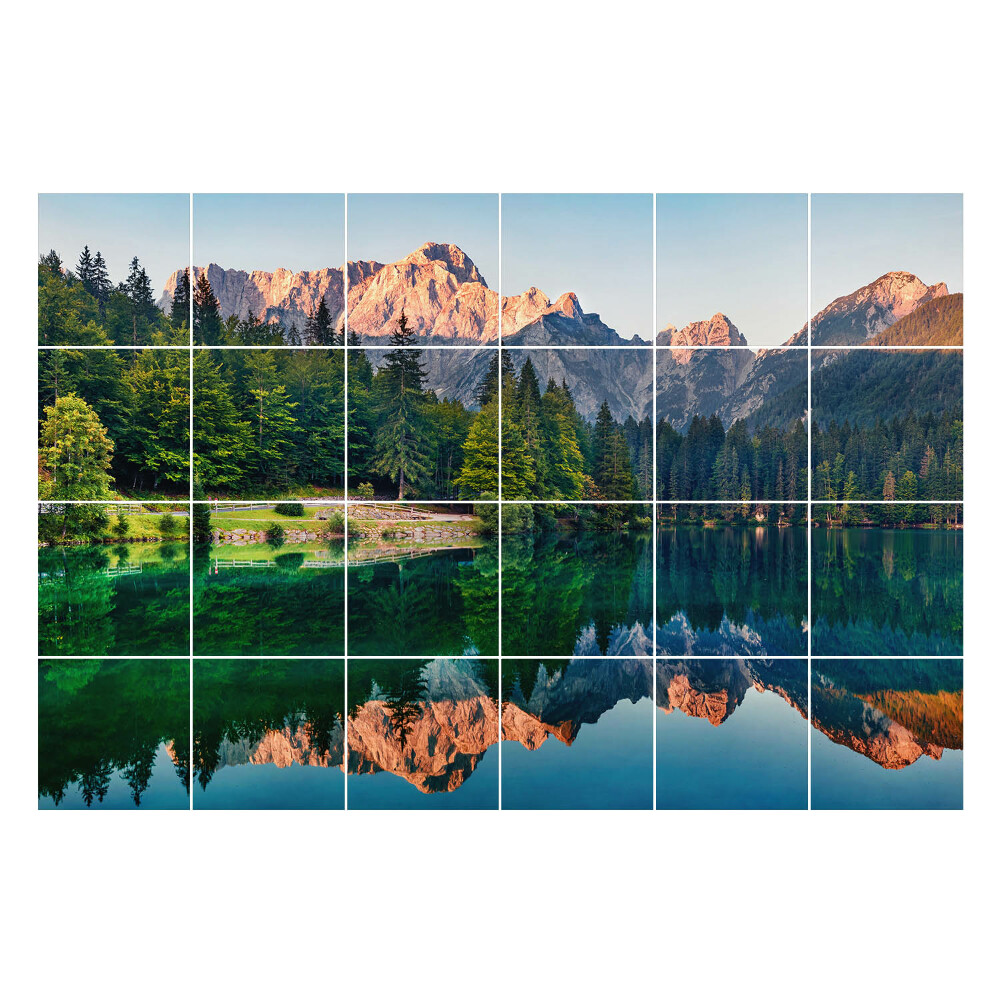 Autocolante gresie si faianta Peisaj montan cu reflexie