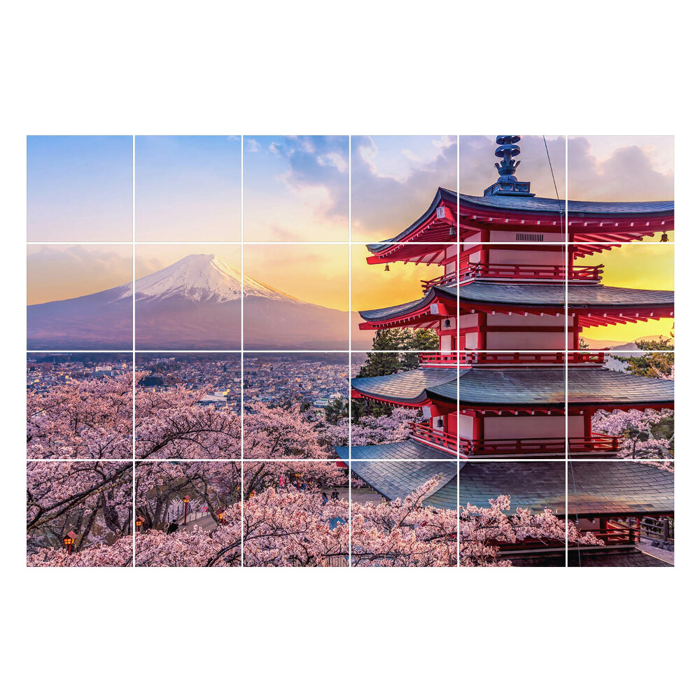 Autocolante pentru gresie Un templu cu un munte pe fundal