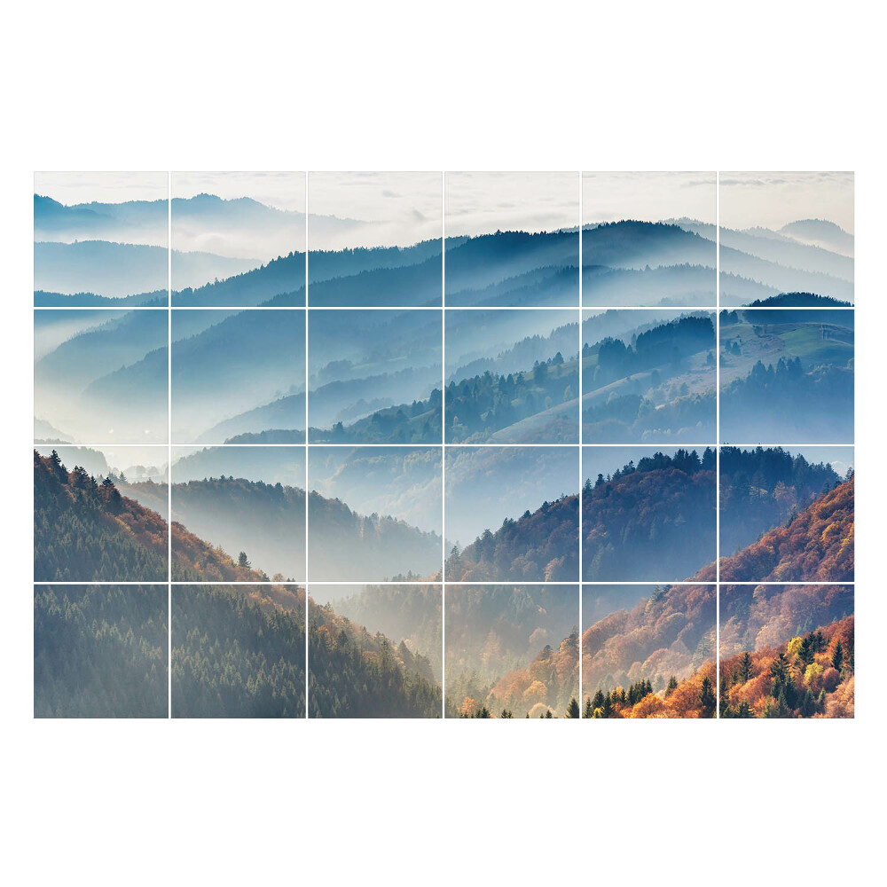 Autocolante gresie Peisaj de munte cețos