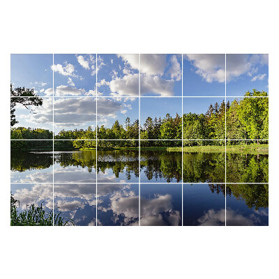 Autocolante pentru gresie Reflectarea norilor în apă