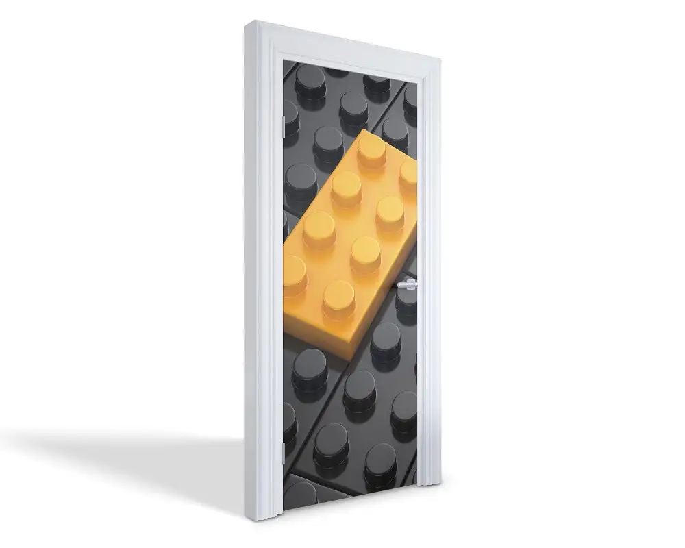 Autocolant pentru uși Cărămidă LEGO galbenă