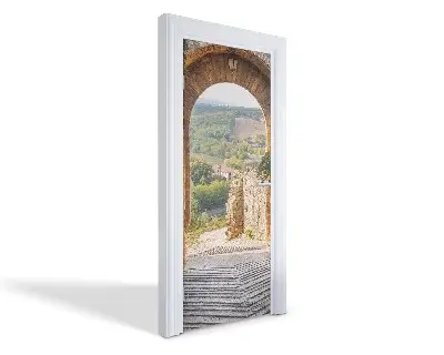 Autocolant pentru uși Arc de vizionare din piatră