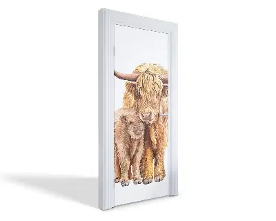 Autocolant pentru uși Bovine scoțiene din Highland