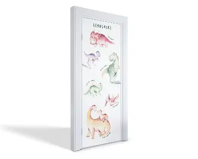 Autocolant pentru uși Dinozauri drăguți