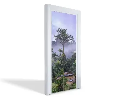 Autocolant pentru uși Căsuță tropicală