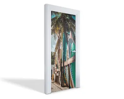 Autocolant pentru uși Placi de surf tropicale