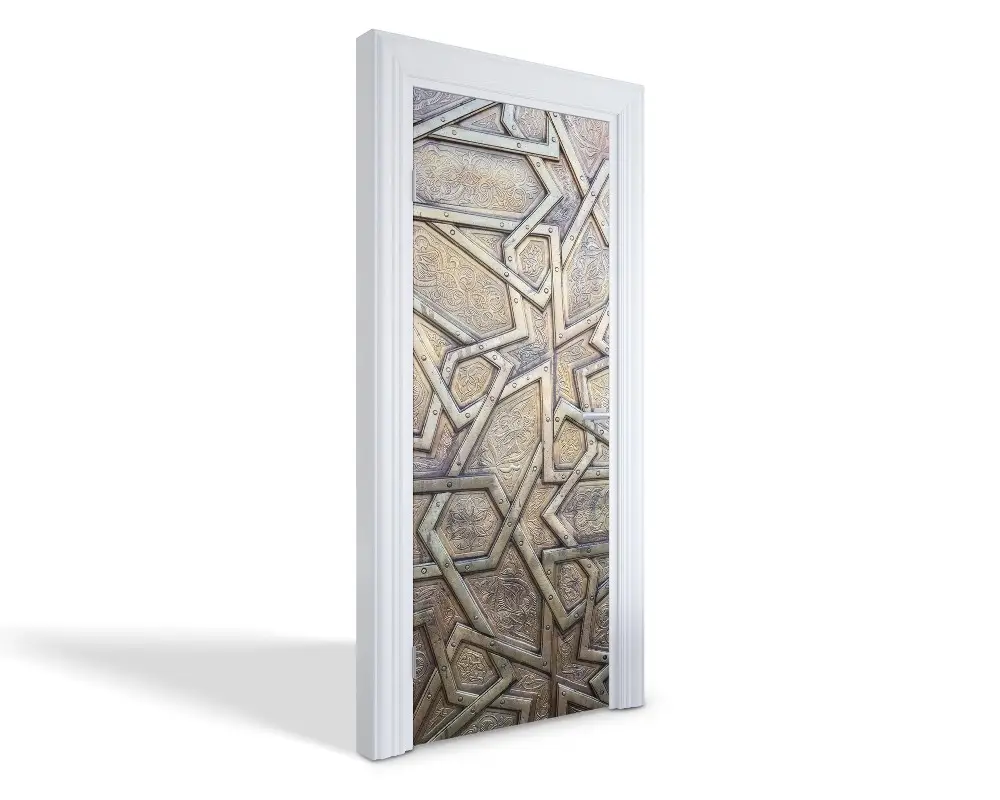 Autocolant pentru uși Suprafață metalică decorată