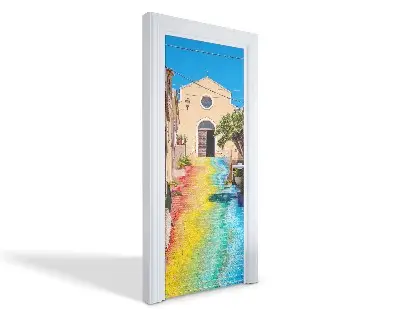 Autocolant pentru uși Scări colorate
