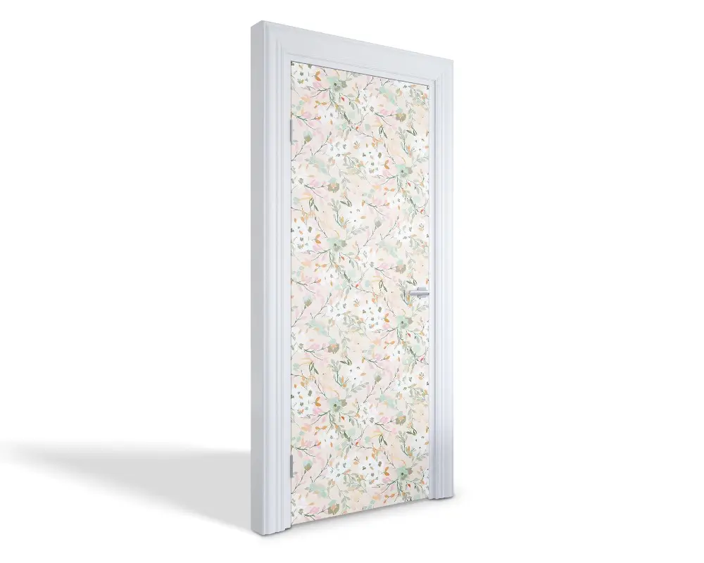 Autocolant pentru uși Model floral pastelat