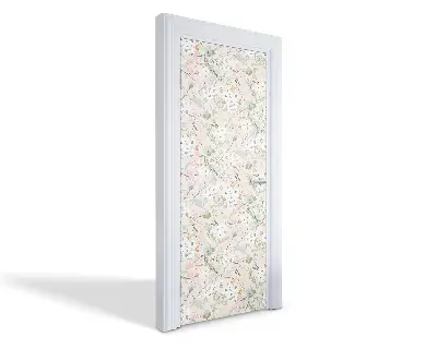 Autocolant pentru uși Model floral pastelat