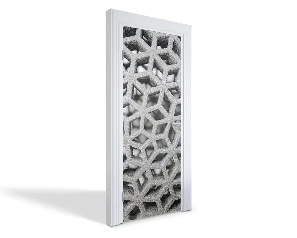Autocolant pentru uși Structură geometrică 3D
