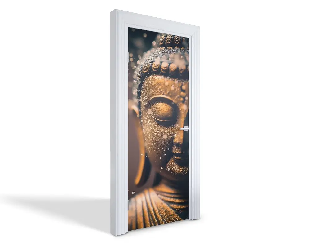Autocolant pentru uși Buddha de Aur