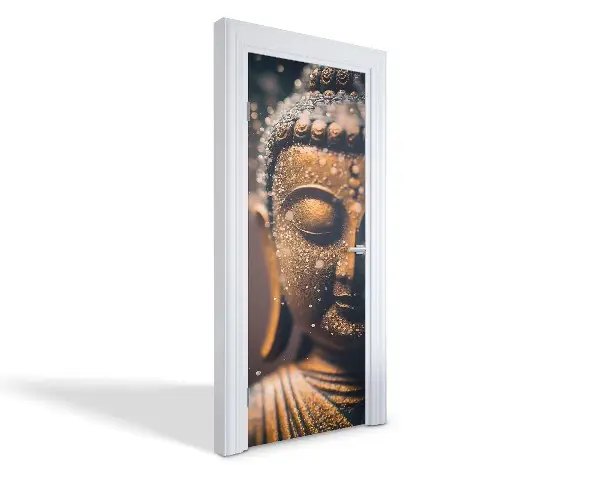 Autocolant pentru uși Buddha de Aur