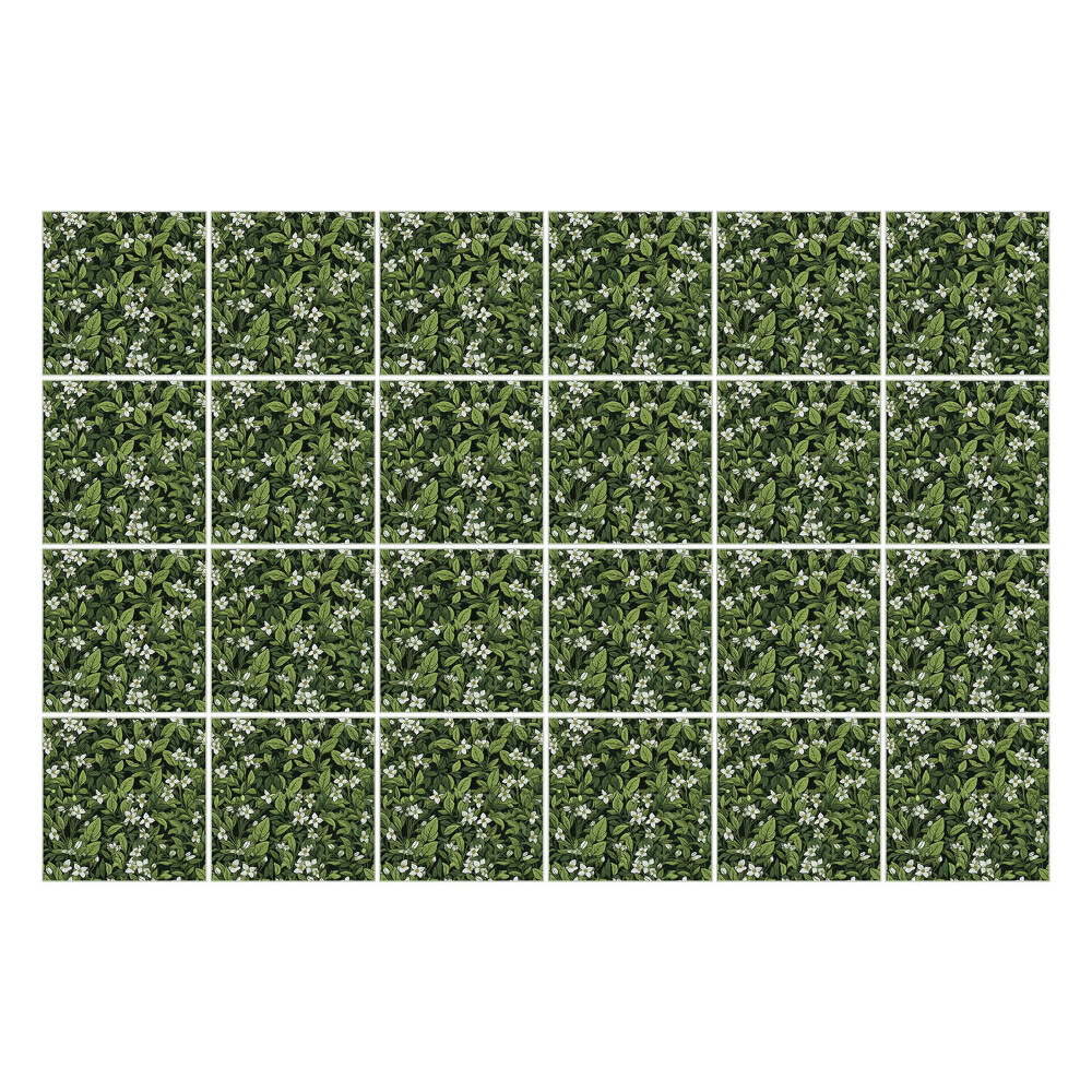 Autocolante gresie Frunze cu flori delicate