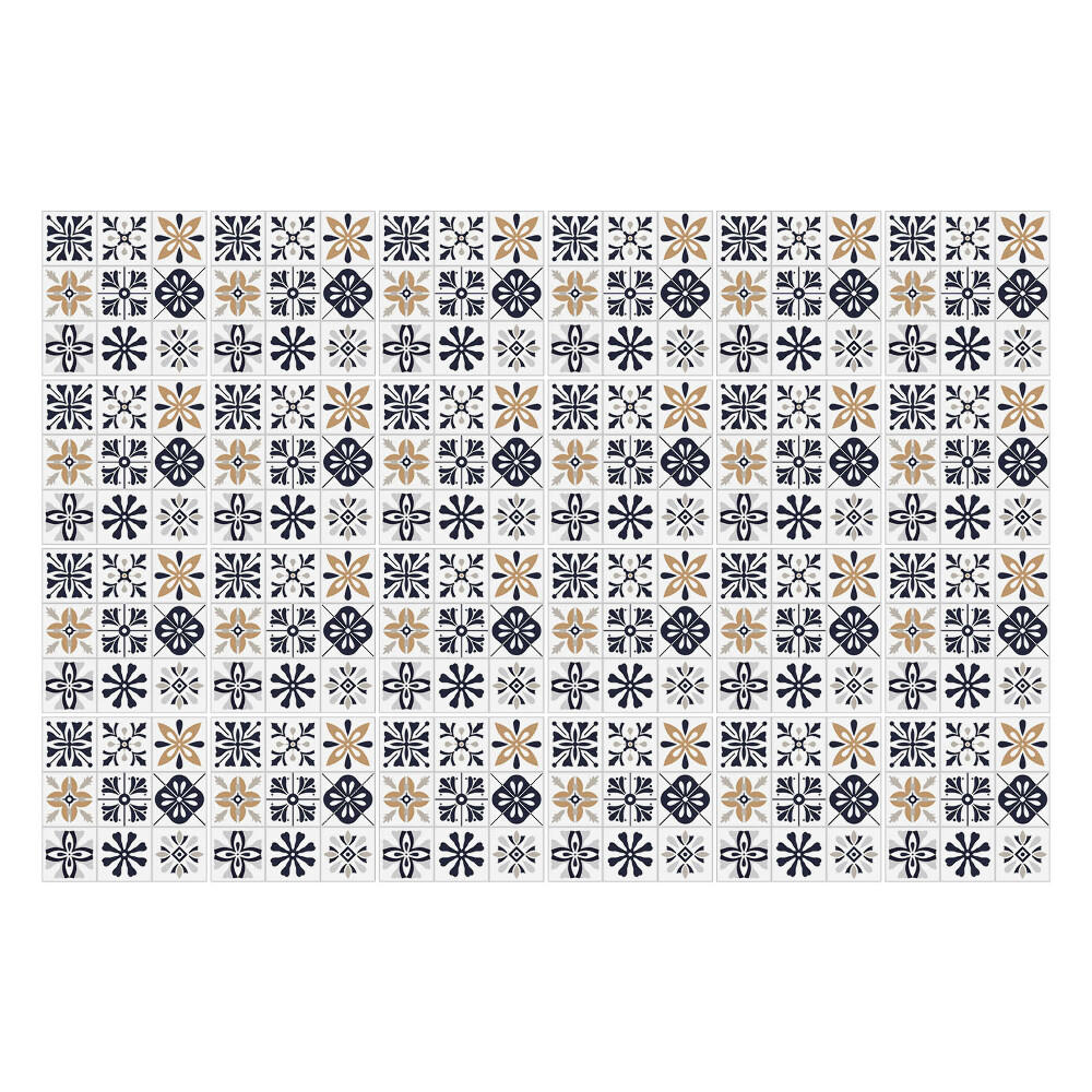 Autocolante gresie Flori și cercuri geometrice