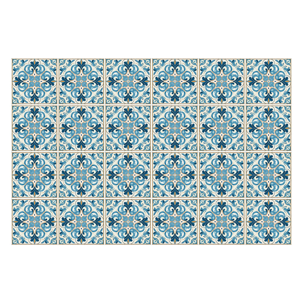 Autocolante pentru gresie Ornamente florale într-o plasă