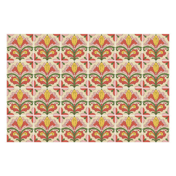 Autocolante pentru gresie Ornamente florale în aranjament