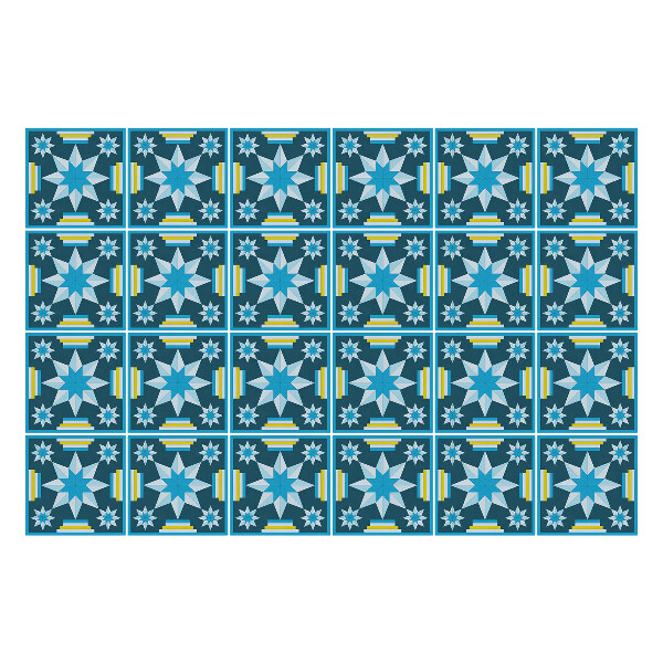 Autocolante pentru gresie Stele și dungi geometrice