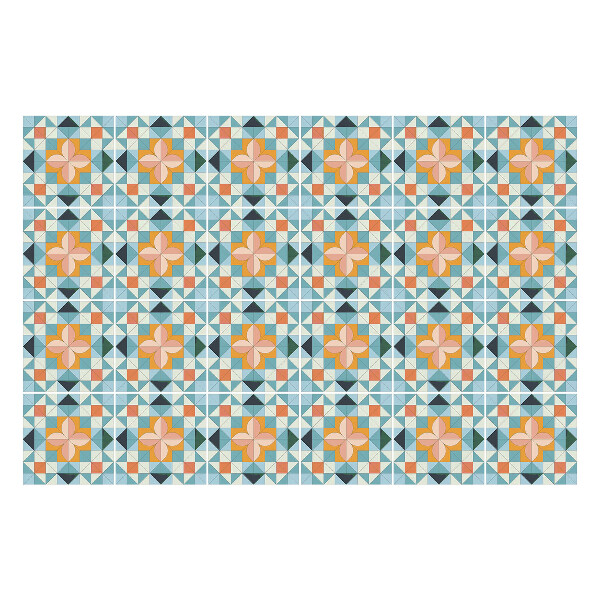 Autocolante gresie si faianta Flori geometrice într-o plasă