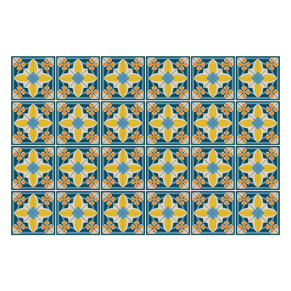 Autocolante gresie si faianta Motive florale într-o plasă