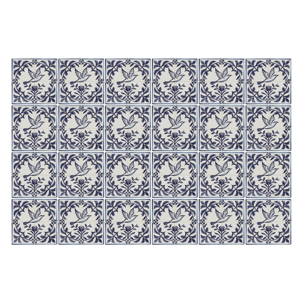 Autocolante pentru gresie Păsări printre vegetație