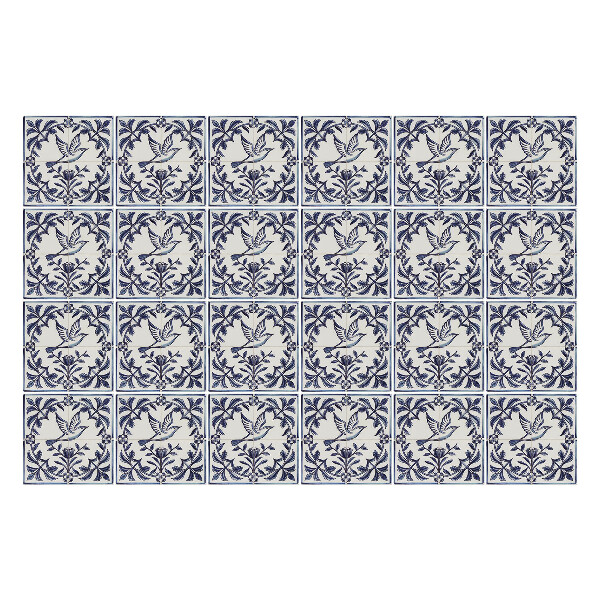 Autocolante pentru gresie Păsări printre vegetație