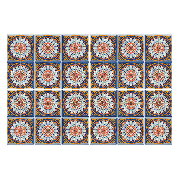 Autocolante pentru gresie Motive florale în cercuri