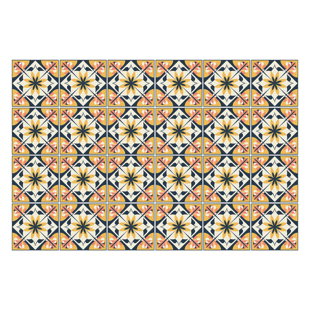 Autocolante pentru gresie Simetrii florale în aranjament