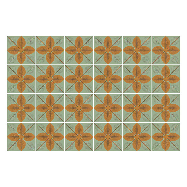 Autocolante pentru gresie Motive florale într-o plasă