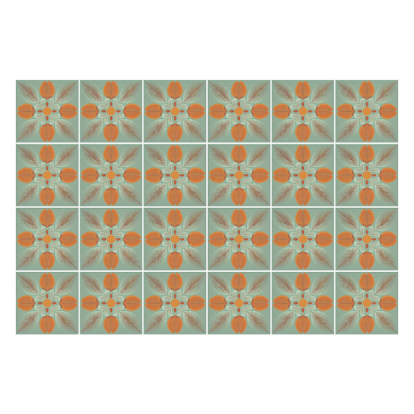 Autocolante pentru gresie Motive florale într-o plasă