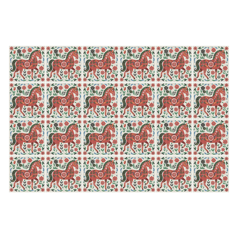 Autocolante gresie si faianta Cai într-un aranjament floral