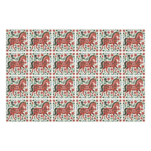 Autocolante gresie si faianta Cai într-un aranjament floral