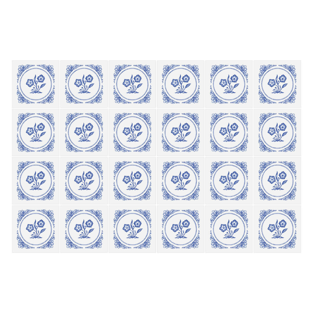 Autocolante gresie Mozaic de flori albastre