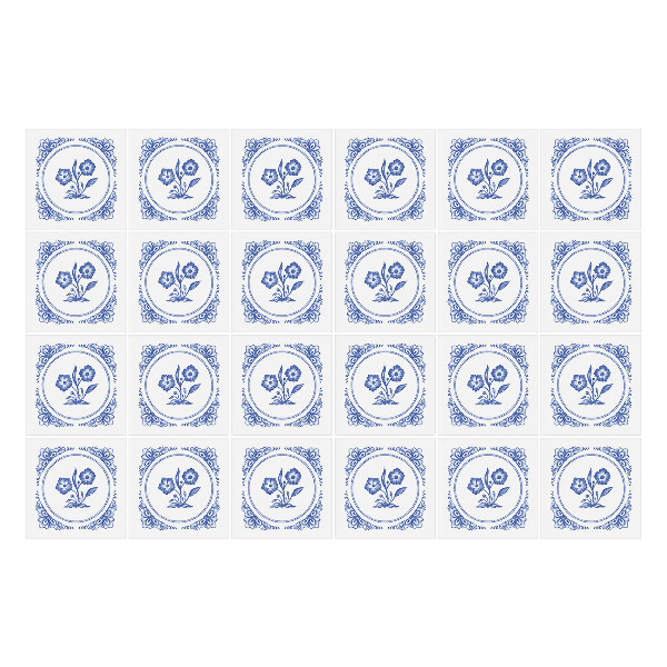 Autocolante gresie Mozaic de flori albastre